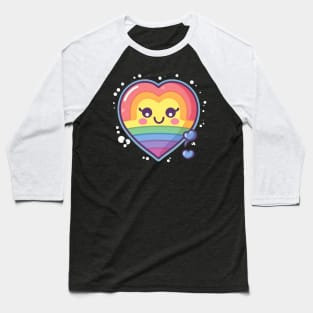 Pride Rainbow Kawaii Heart Baseball T-Shirt